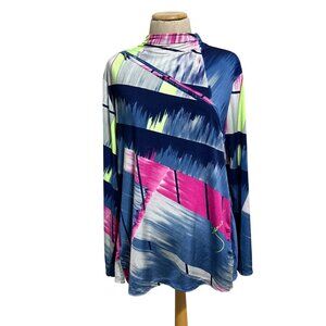 Jamie Sadock Multicolor Abstract Print Womens XL Long Sleeve Top Tunic